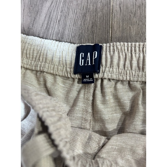 GAP Mens Pull-On Linen Shorts Lt KHAKI Size M Drawstring Pockets Comfort 1274 - Picture 2 of 10